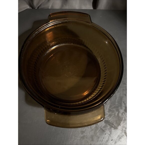 Vintage Anchor Hocking 2 qt Amber Glass Ribbed Casserole Dish 1438 NO LID - Picture 10 of 16